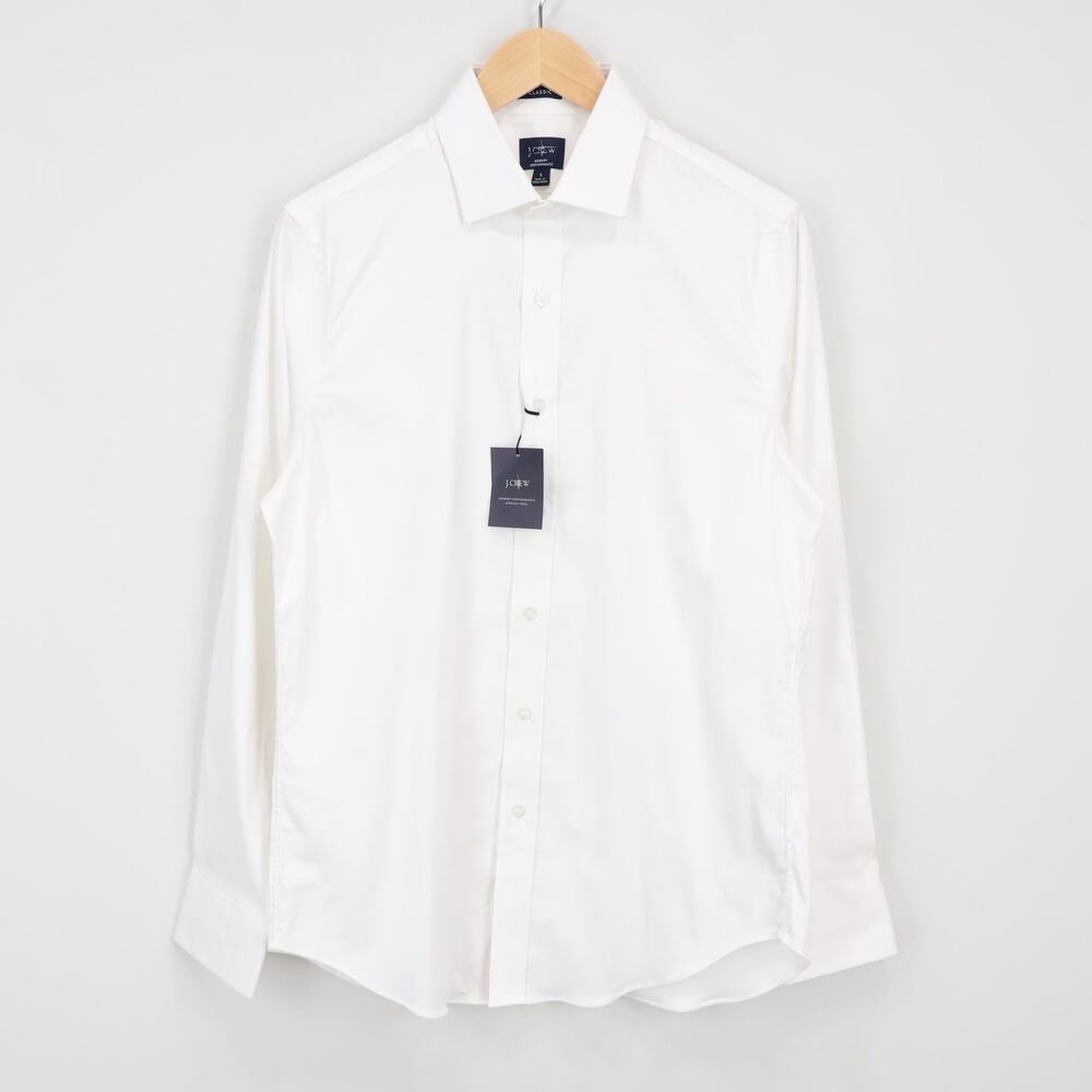 J.Crew Classic Bowery Performance Stretch Dress Shirt Spread Collar White S NWT